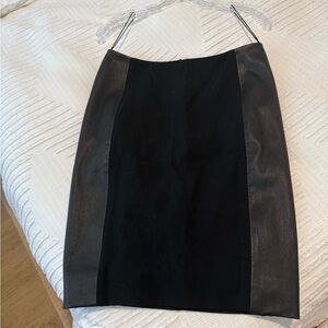 Ralph Lauren Black Leather Panel Pencil Skirt